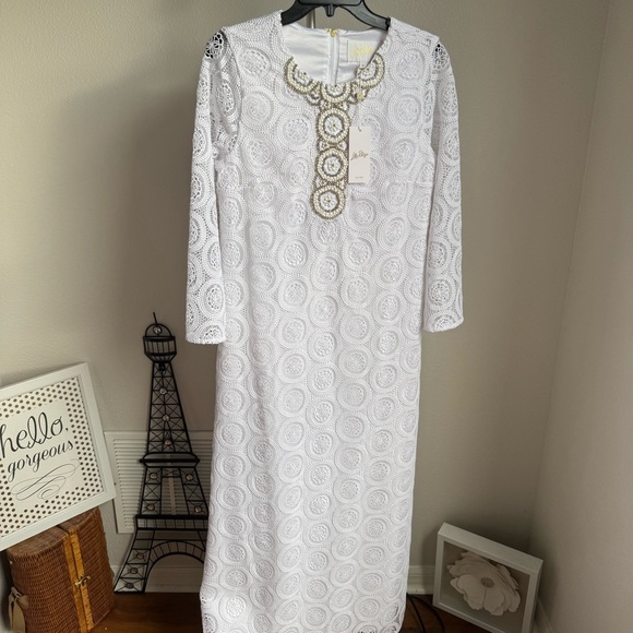 NWT Lilly Pulitzer BURNETT LACE MAXI DRESS BUTTERFLY MEDALLION LACE Sz 6 - Picture 5 of 9